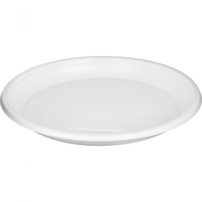 Тарелка одноразовая пластиковая белая диаметр 205 мм 50 штук в упаковке 100026507139