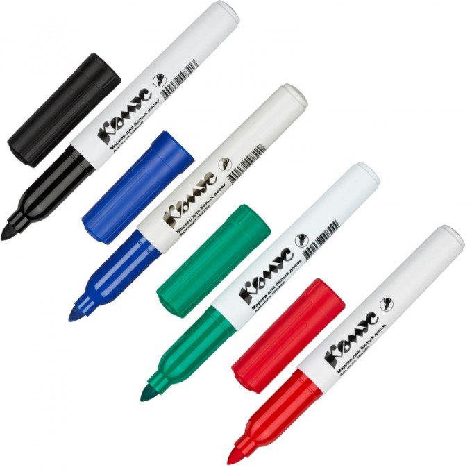 Набор маркеров для белых досок КОМУС BY2304 набор 4цв. 2-5мм 164253